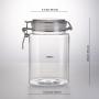 1550ml 2pcs Clear Food Grade Plastic Pet Food Storage Jar Canister Container replacement with Airtight Locking Clamp Lid 